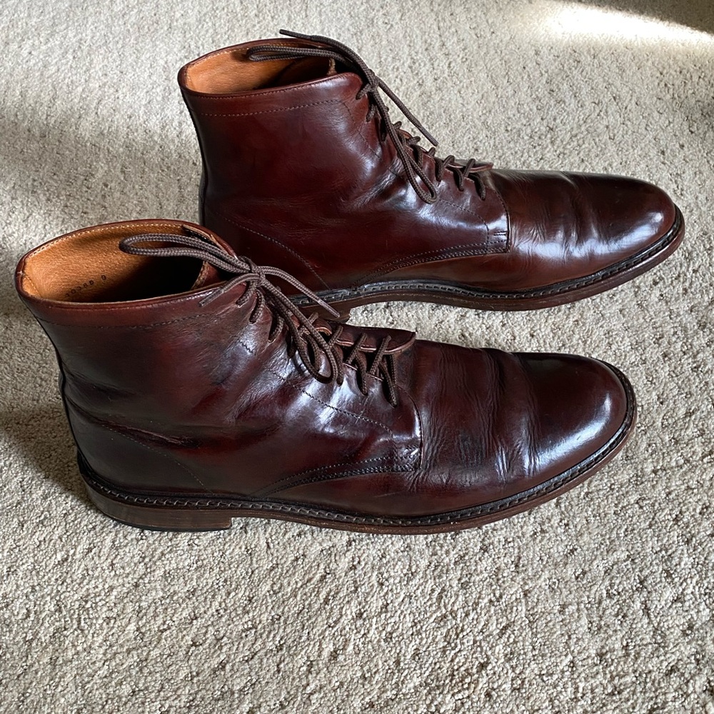 Frye “Tyler” Lace-up brown dress boots.